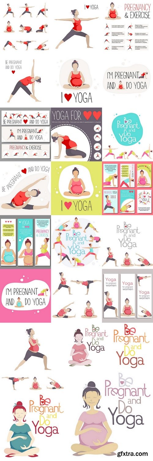 Template of Banner for Advertising Pregnant Yoga 23xEPS