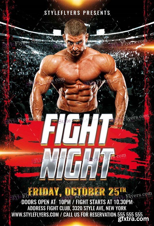 Fight Night PSD Flyer Template + Facebook Cover
