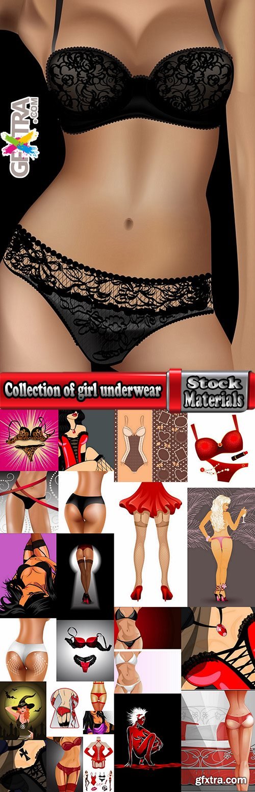 Collection of woman girl underwear vector image 25 EPS