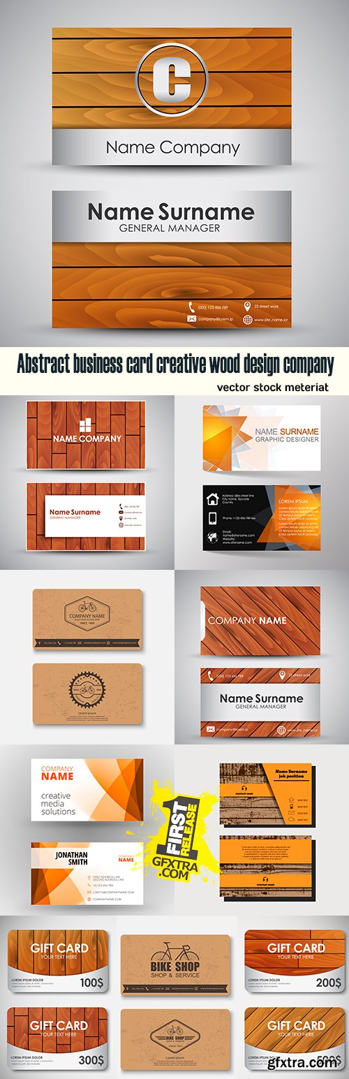 Abstract business card creative wood design company
