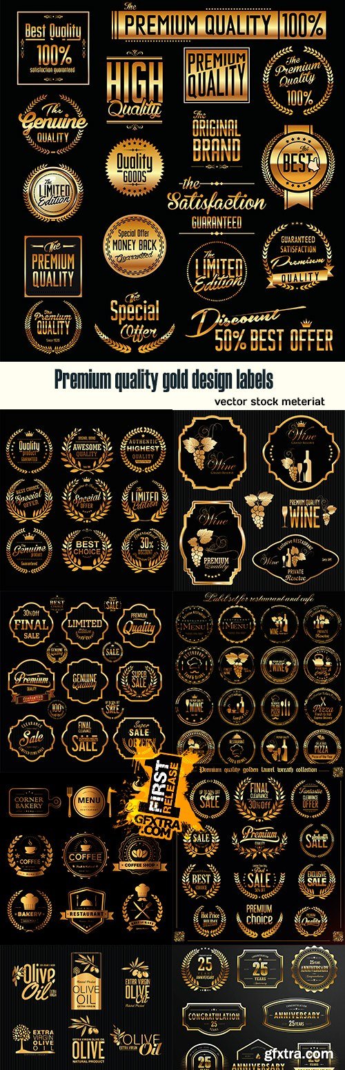 Premium quality gold design labels