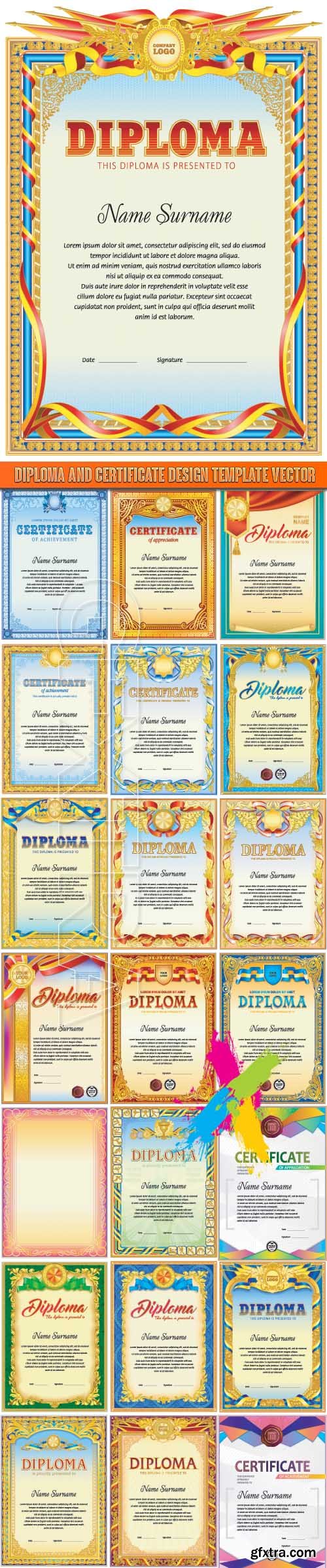 Diploma and certificate design template vector