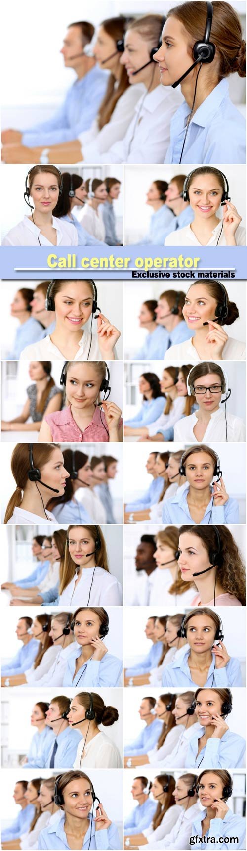 Young beautiful business woman in headset, ?all center operator