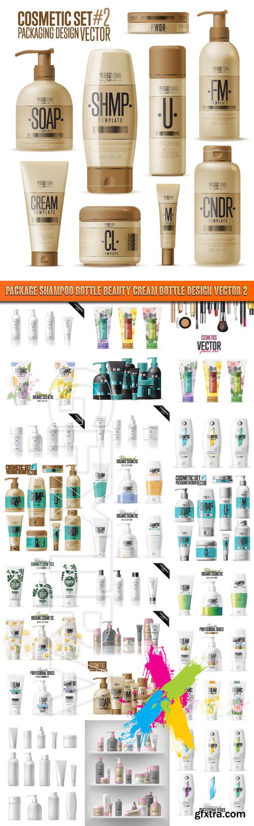 Package shampoo bottle beauty cream bottle design vector 2