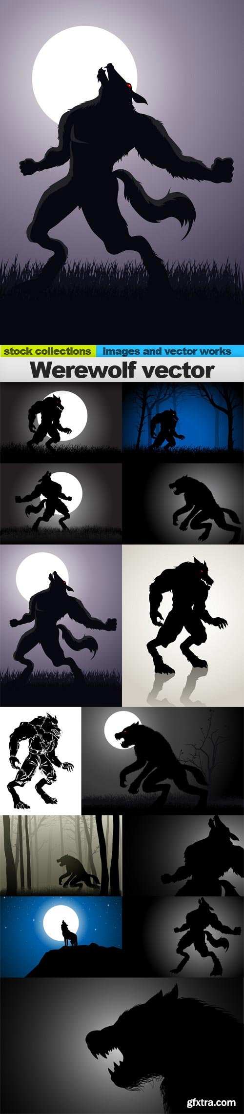 Werewolf vector, 13 x EPS