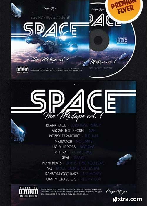 Space Galactic Mixtape V4 CD Cover PSD Template