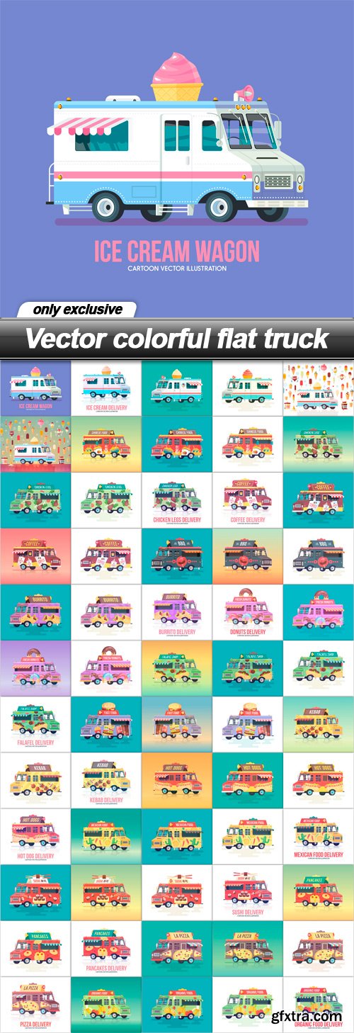 Vector colorful flat truck - 60 EPS