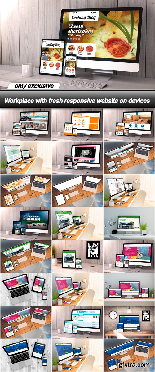 Workplace with fresh responsive website on devices - 25 UHQ JPEG