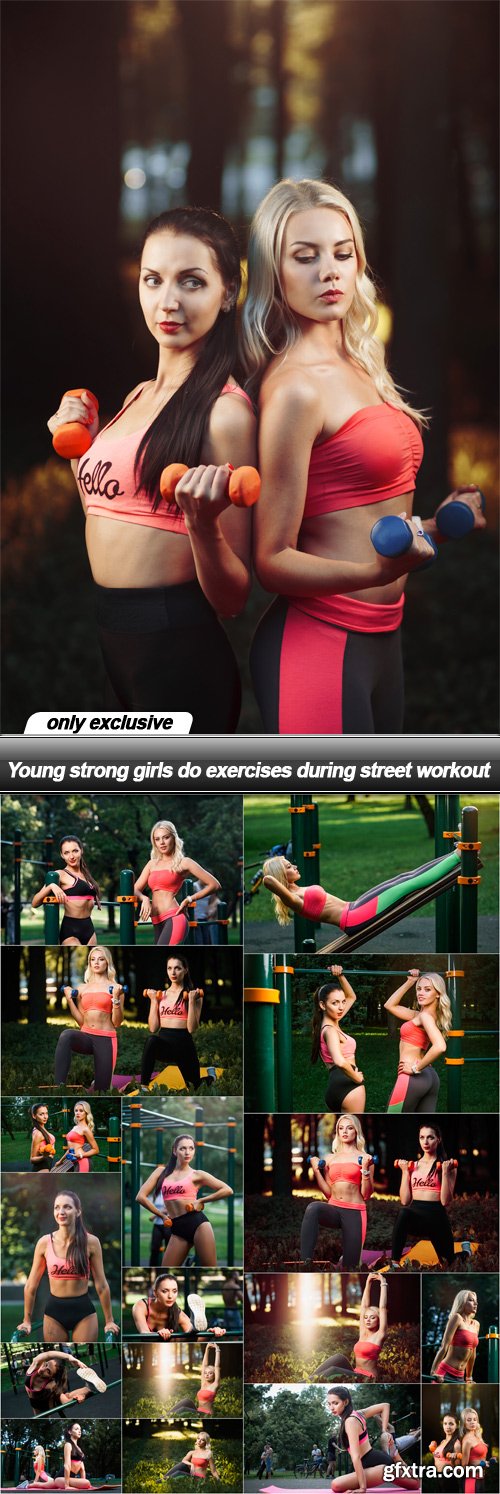 Young strong girls do exercises during street workout - 18 UHQ JPEG