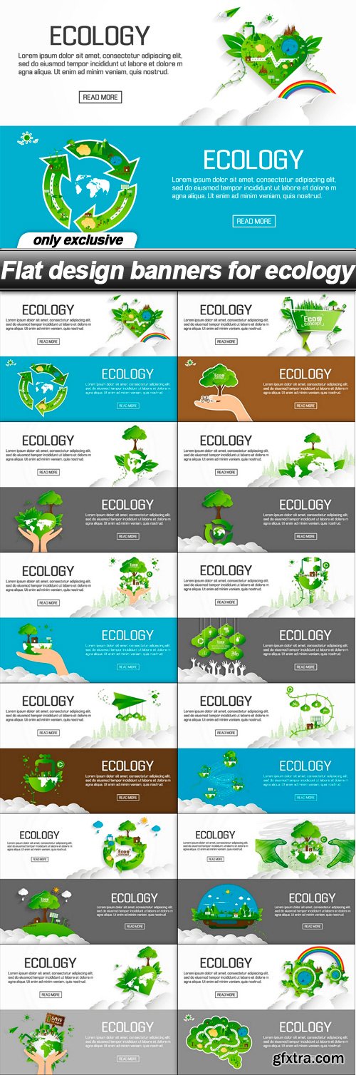 Flat design banners for ecology - 12 EPS