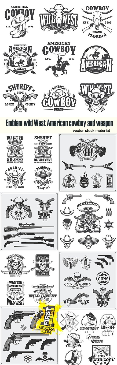 Emblem wild West American cowboy and weapon