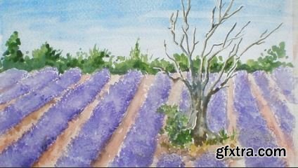 Paint a colourful, fluid & dramatic lavender field. Watch me
