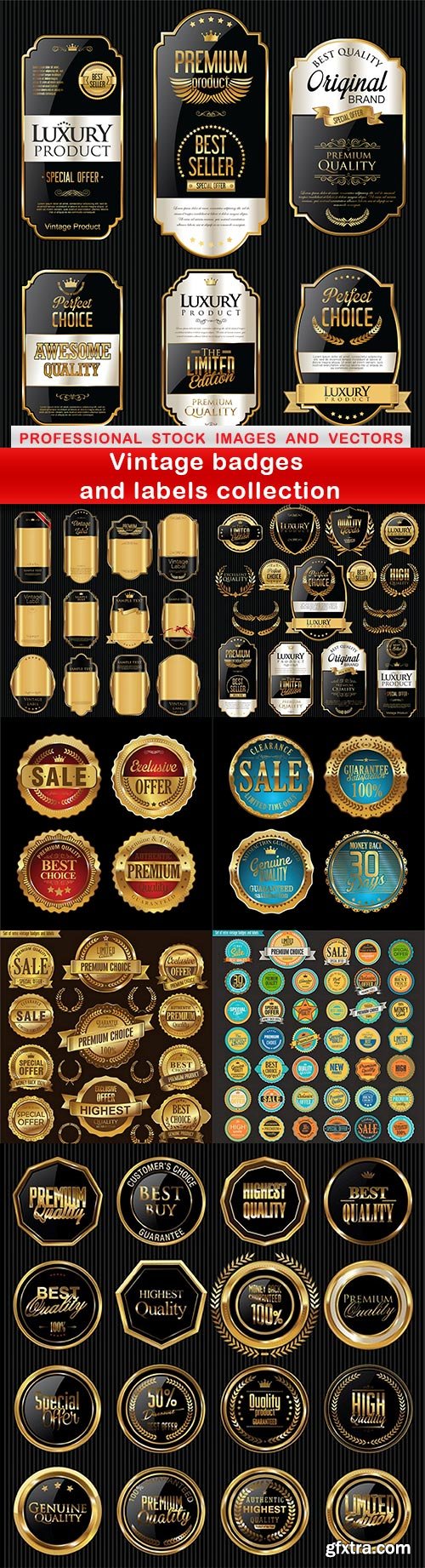 Vintage badges and labels collection - 8 EPS