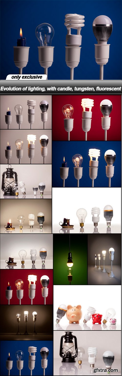 Evolution of lighting, with candle, tungsten, fluorescent - 15 UHQ JPEG