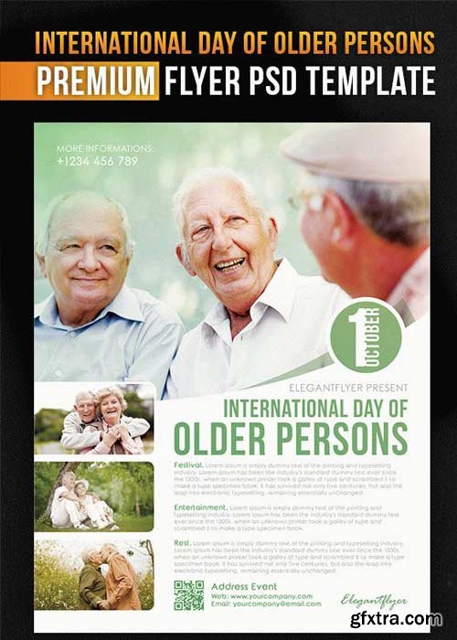 International Day of Older Persons Flyer PSD V6 Template + Facebook Cover