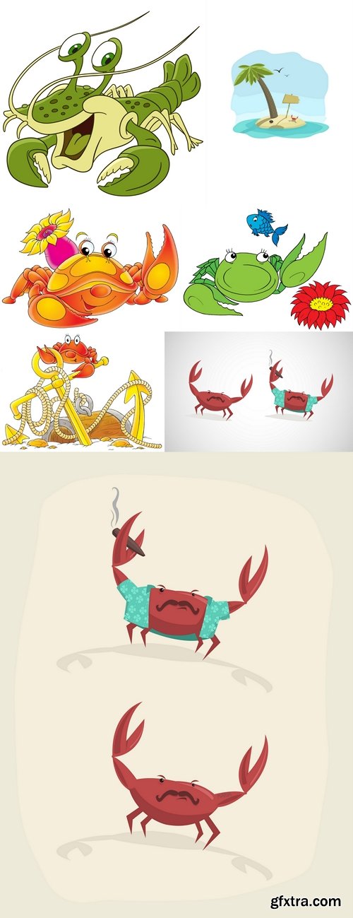 Vector illustration of funny cartoon crab