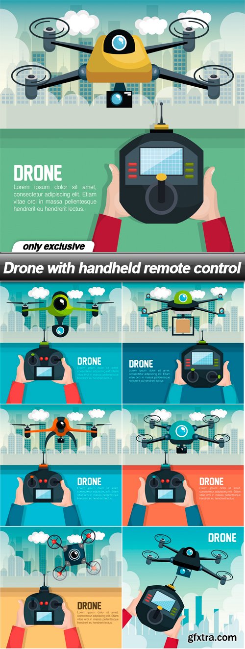 Drone with handheld remote control - 7 EPS