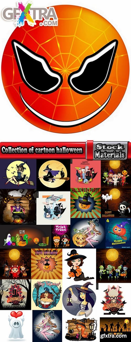 Collection of cartoon halloween costume thanksgiving day vector image 25 EPS