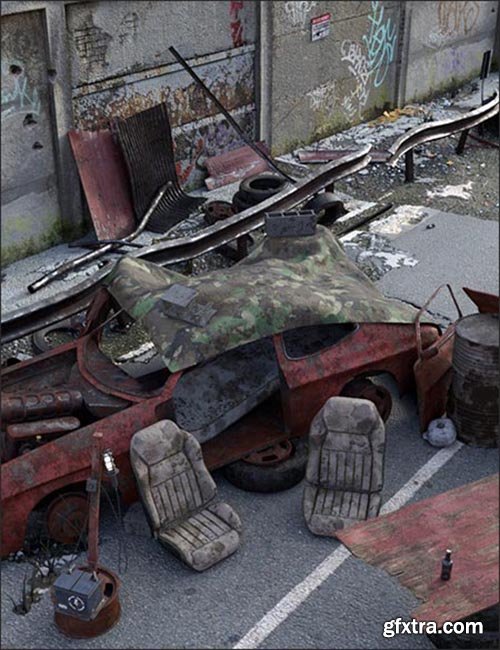 DAZ3D - Post-Apocalyptic World: Car Wreck 32839