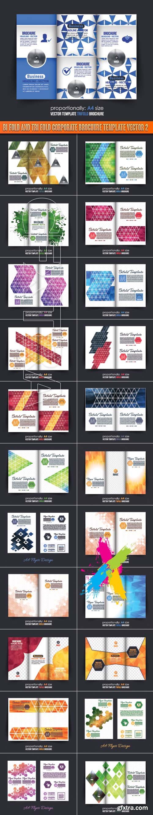 Bi fold and tri fold corporate brochure template vector 2