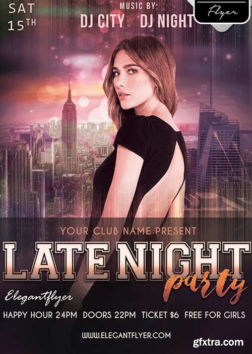 Late Night Party Flyer PSD V8 Template + Facebook Cover