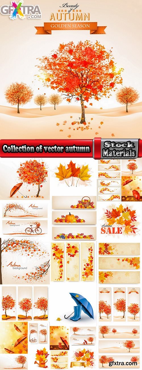 Collection of vector autumn background is a picture poster flyer banner leaf tree 5-25 EPS