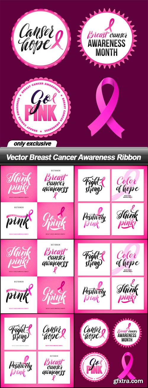 Vector Breast Cancer Awareness Ribbon - 6 EPS