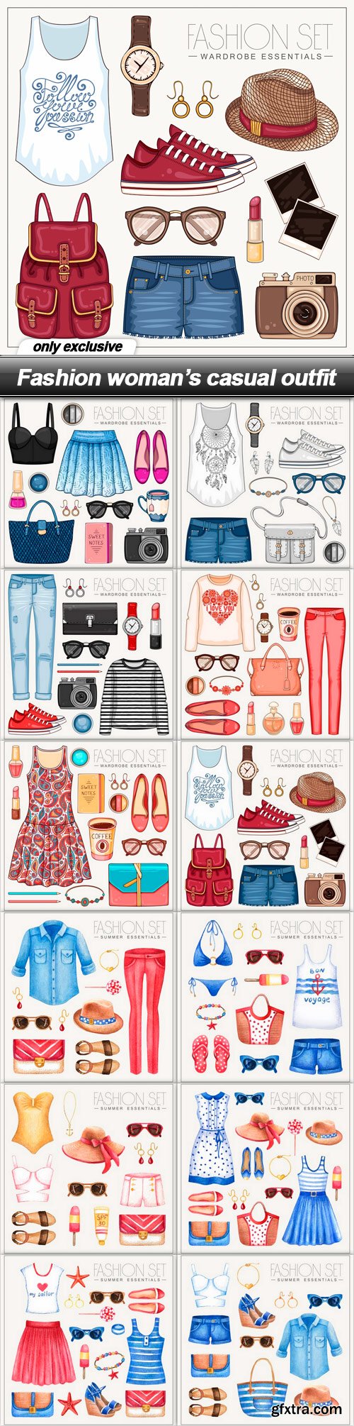 Fashion woman’s casual outfit - 12 EPS