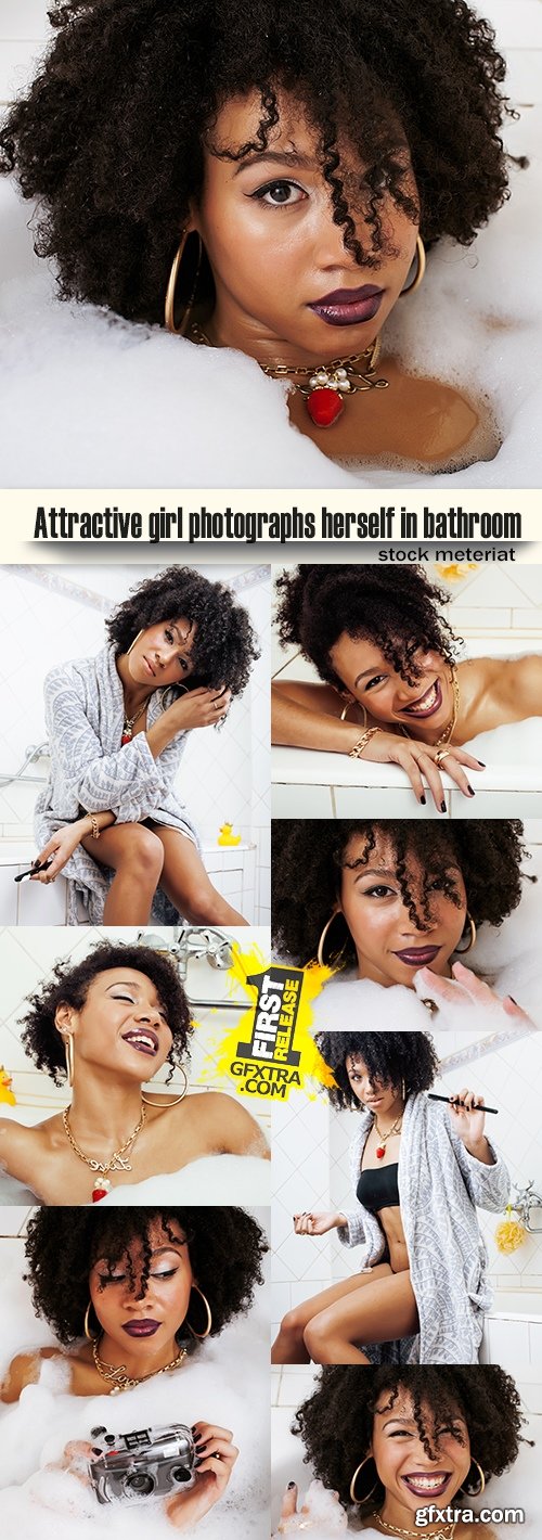 Attractive girl photographs herself in bathroom