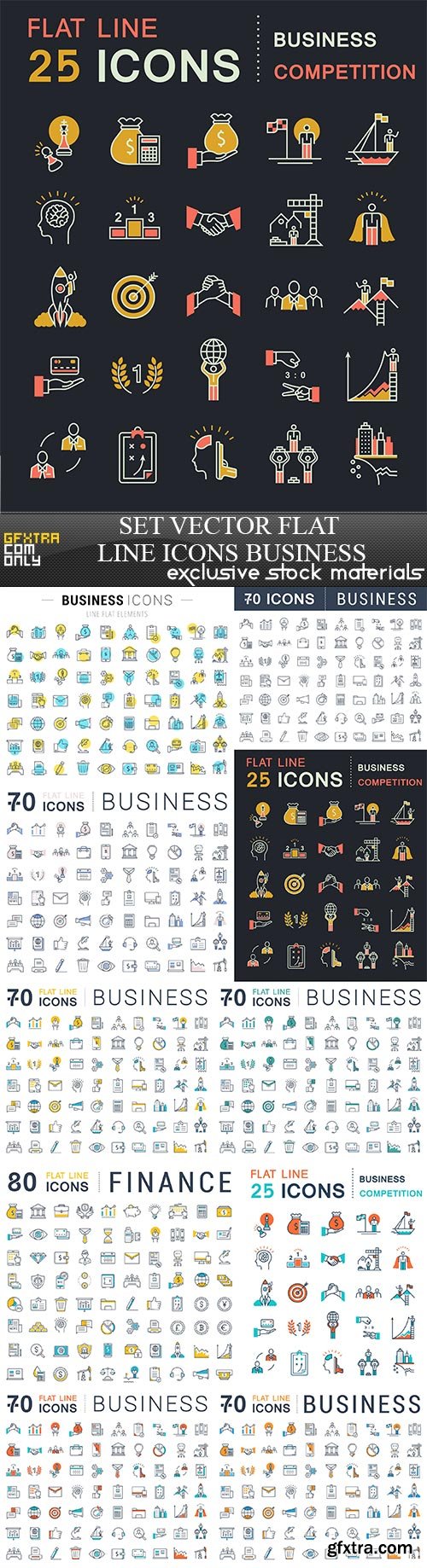 Business Flat Line Icon Sets 10xEPS