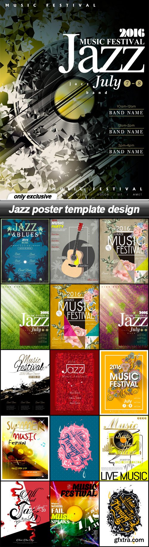 Jazz poster template design - 16 EPS