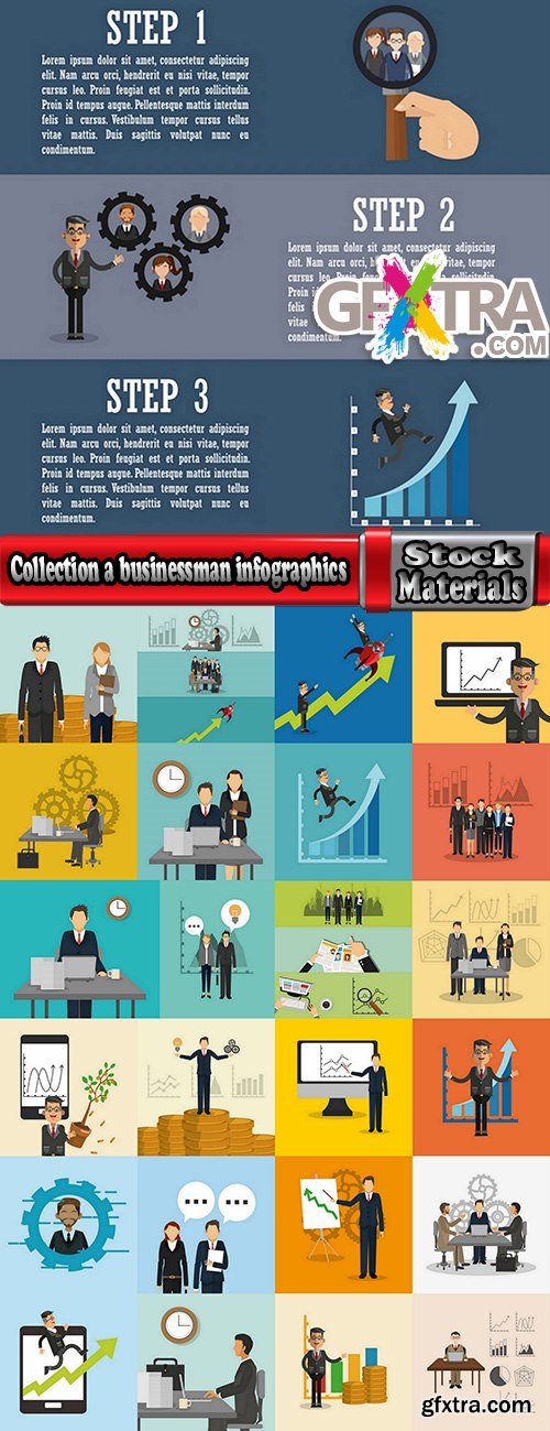 Collection a businessman infographics jobs profit 25 EPS