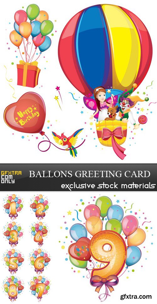 Ballons Greeting Cards 10xEPS