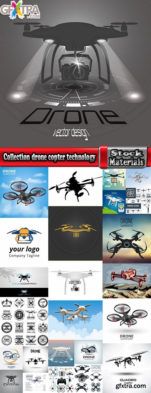 Collection drone copter technology robotics nanotechnology vector image 25 EPS
