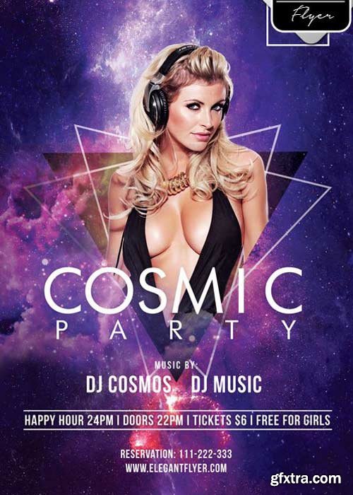 Cosmic Party Flyer PSD V7 Template + Facebook Cover