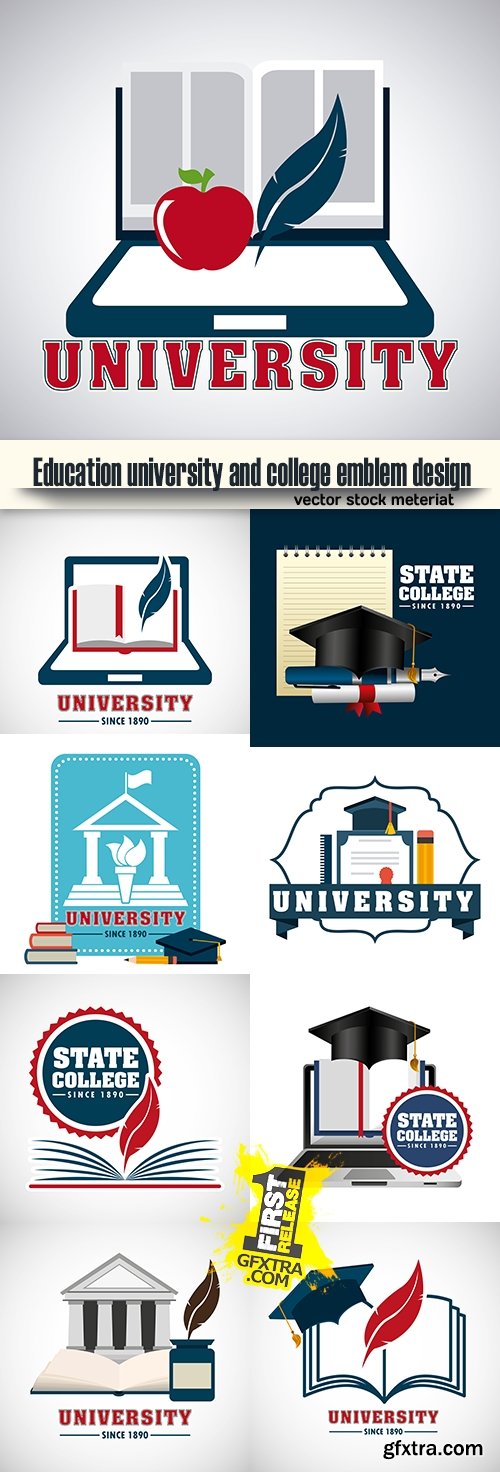 Education university and college emblem design