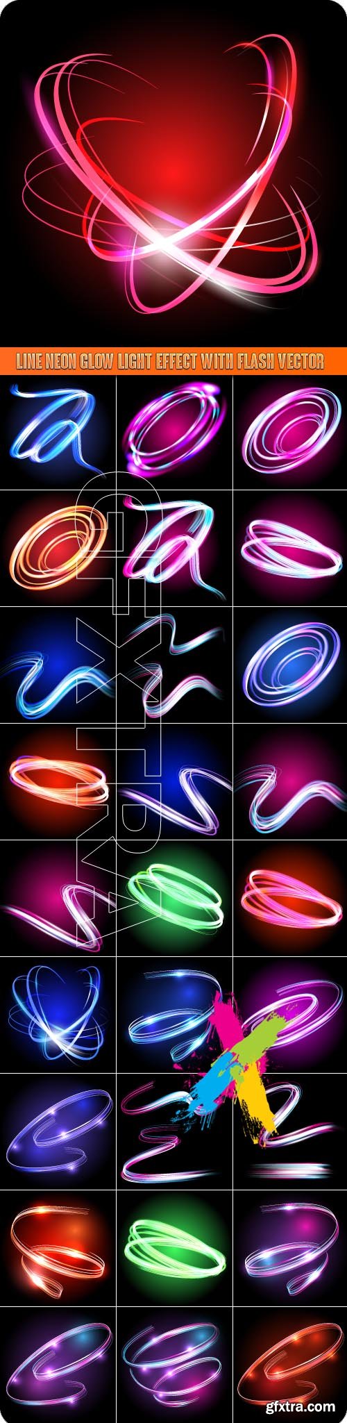 Line neon glow light effect with flash vector