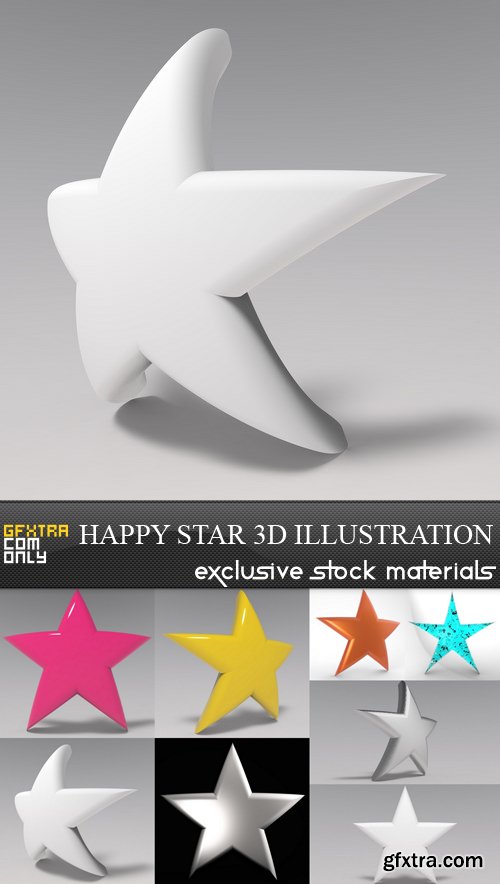 Happy Star 3D Illustration - 8 UHQ JPEG
