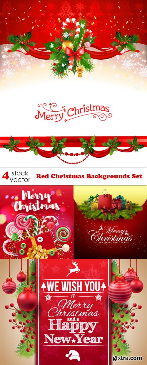 Vectors - Red Christmas Backgrounds Set