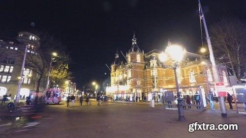 Amsterdam By Night Stadsschouwburg Timelapse