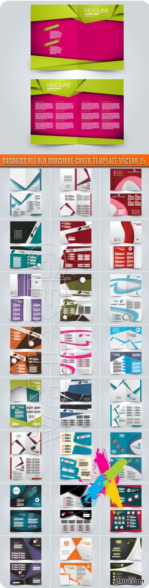 Business bi fold brochure cover template vector 15