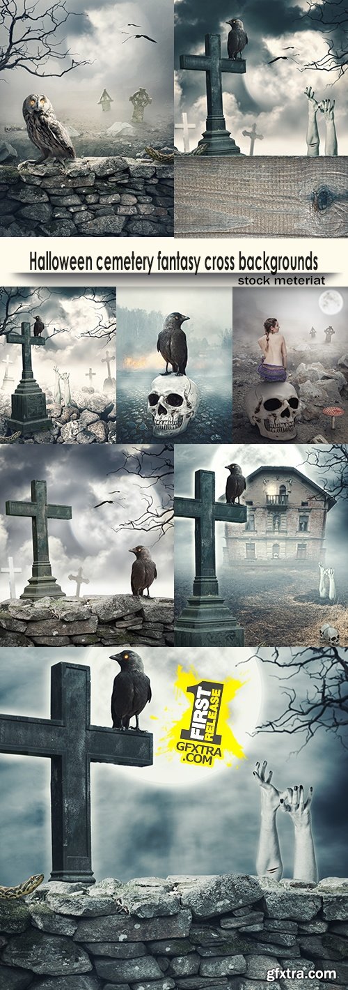Halloween cemetery fantasy cross backgrounds