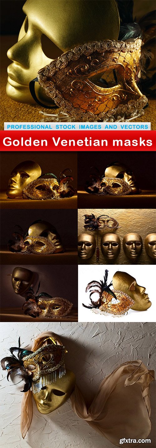 Golden Venetian masks - 8 UHQ JPEG