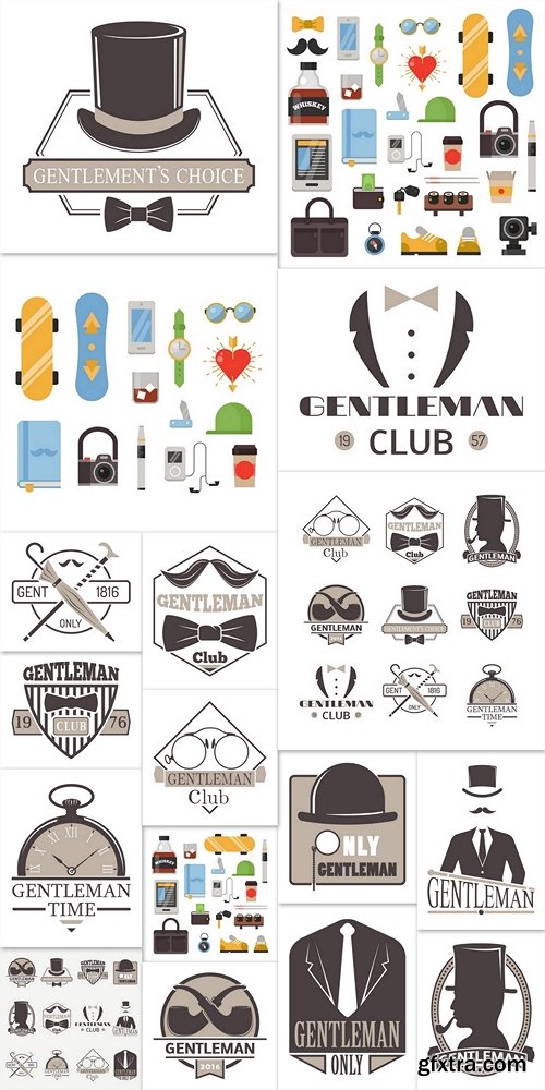 Gentlemens hipster icon logo vector badge