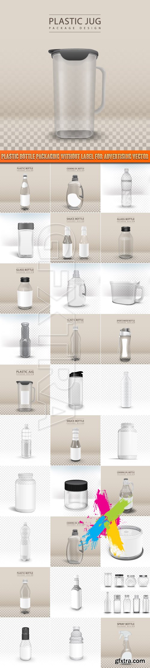 Plastic bottle packaging without label for advertising vector