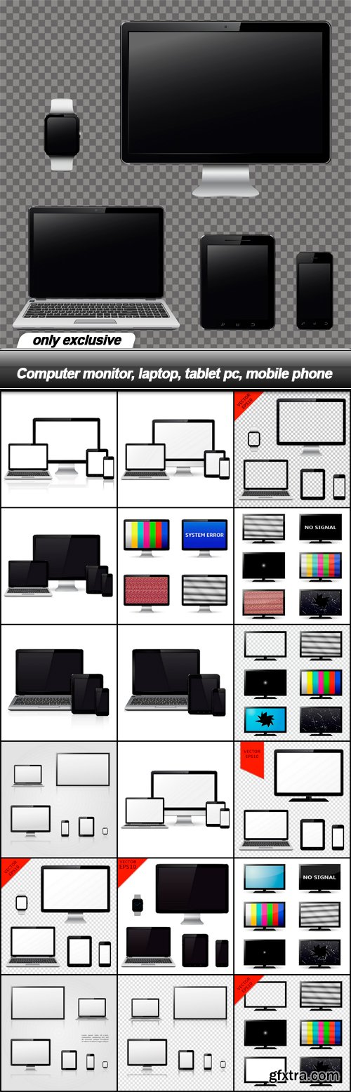 Computer monitor, laptop, tablet pc, mobile phone - 19 EPS