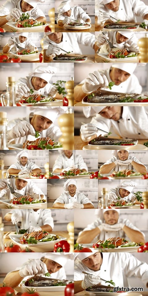 Cook in kitchen and food 2