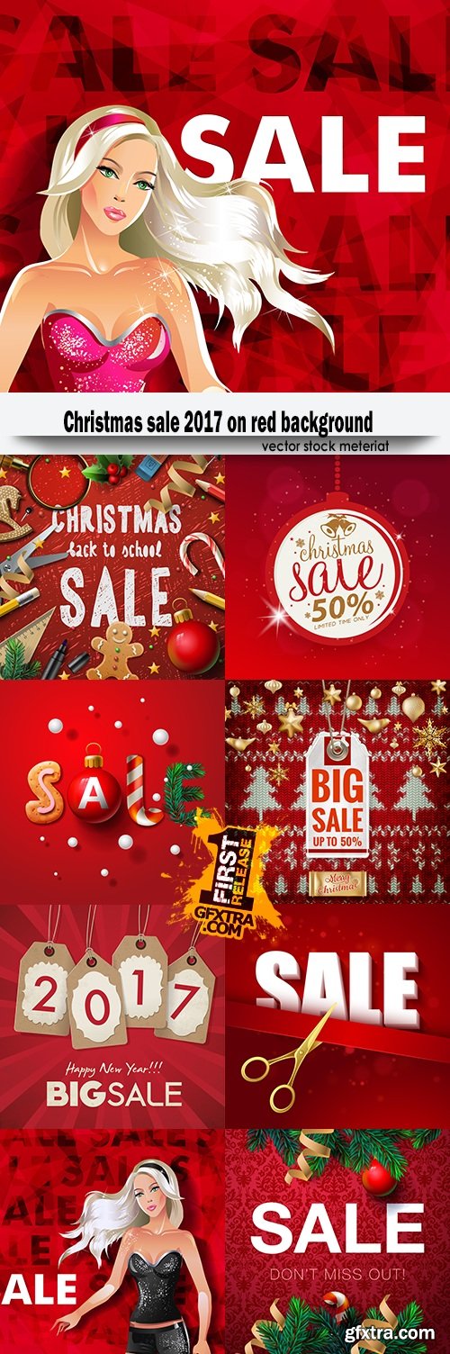 Christmas sale 2017 on red background