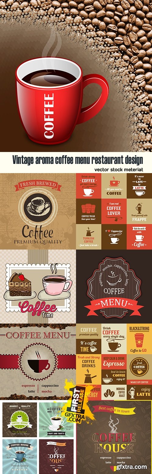 Vintage aroma coffee menu restaurant design
