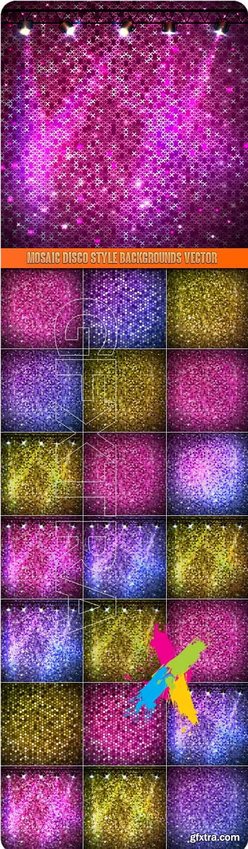 Mosaic disco style backgrounds vector
